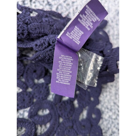 Ralph Lauren Purple Label Hand Crochet Floral Balero Size S Cardigan Formal Blue - Picture 10 of 12